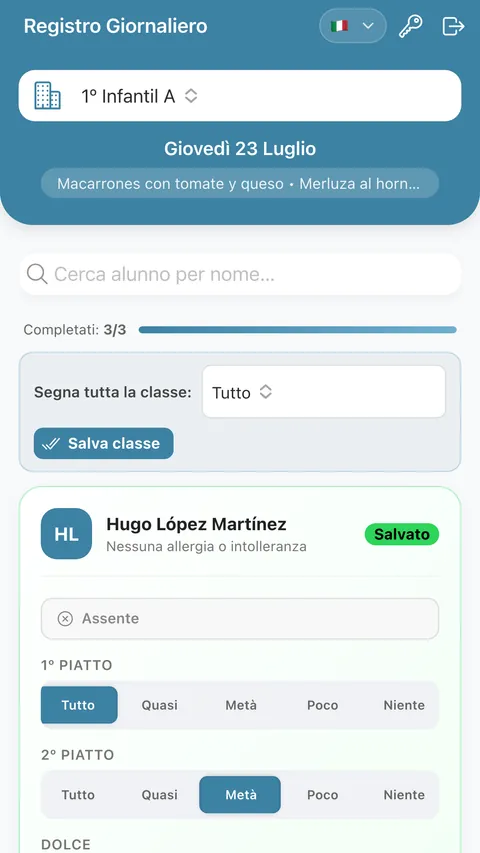 Registro dell'assistente: l'intera classe in una schermata