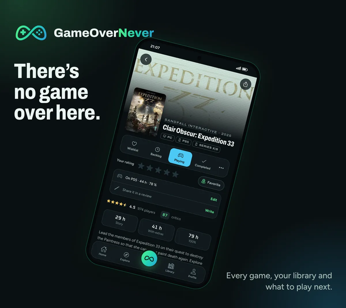 GameOverNever: There's no game over here. Every game, your library and what to play next.
