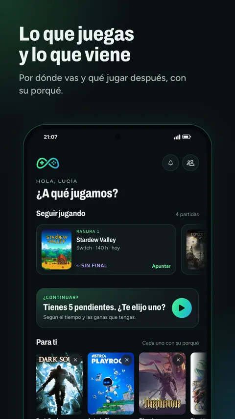 Inicio: a qué jugamos, lo que sigues jugando y recomendaciones