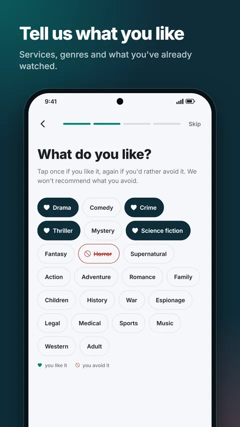 Pick what you like to watch: genres and platforms