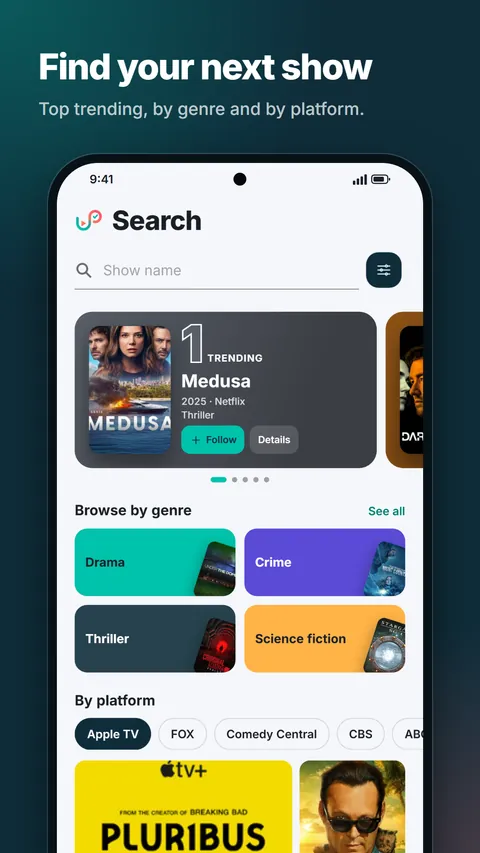 Search: top trending, by genre and by platform