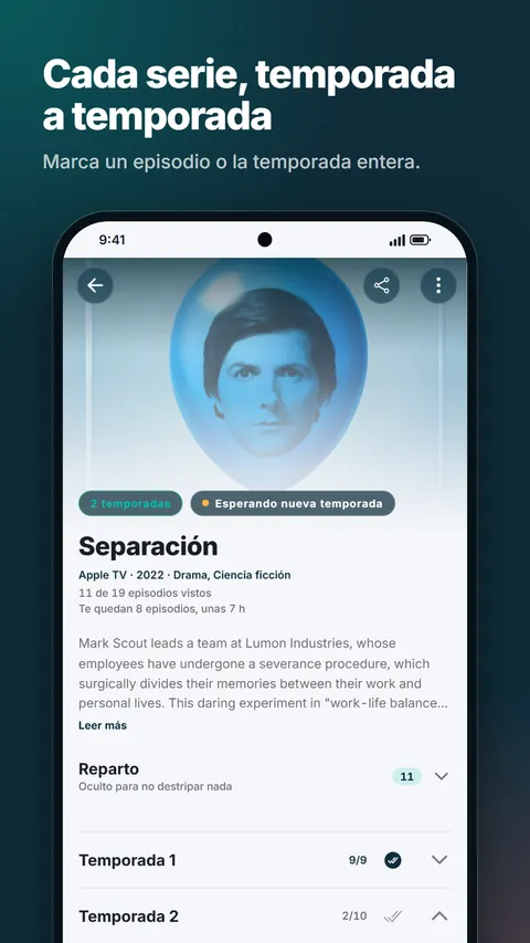 Ficha de una serie con sus temporadas y episodios