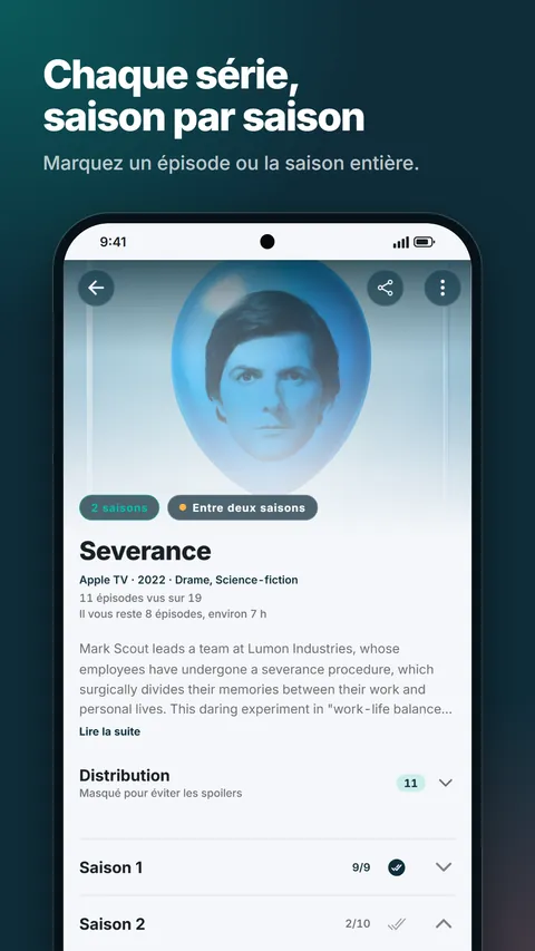 Fiche d'une série avec ses saisons et ses épisodes