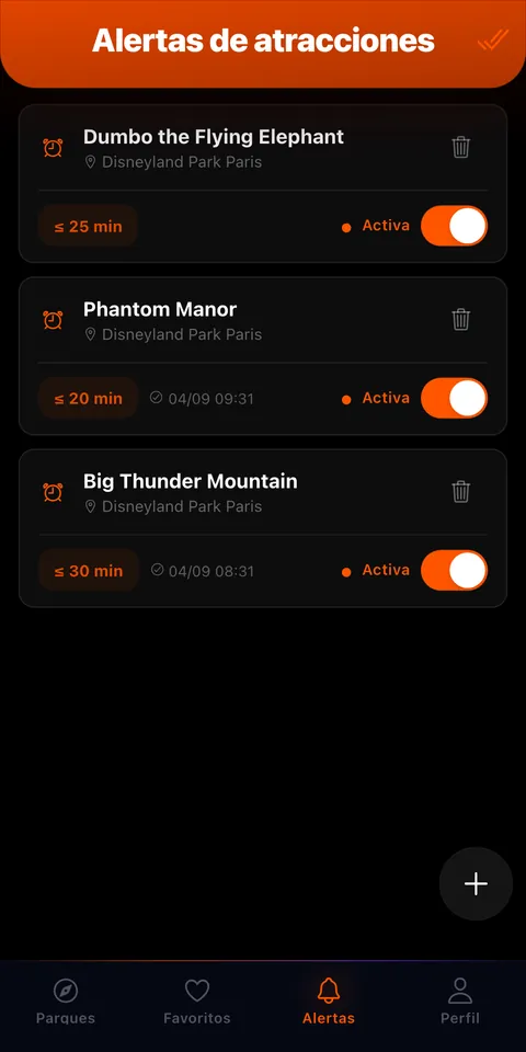 Alertas de espera activas en tres atracciones